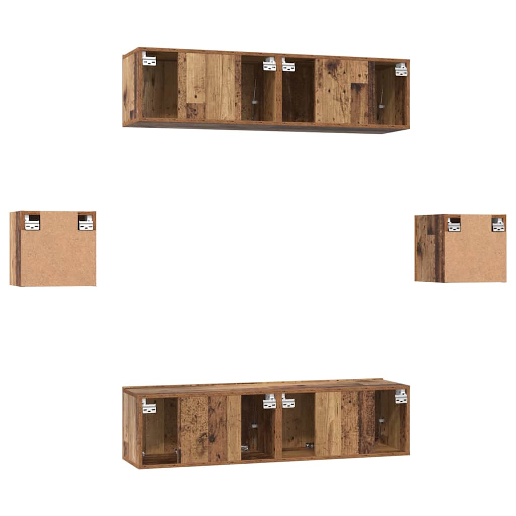 Tv-meubelset 6 pcs Oud hout Medium 30.5 x 30 x 30 cm