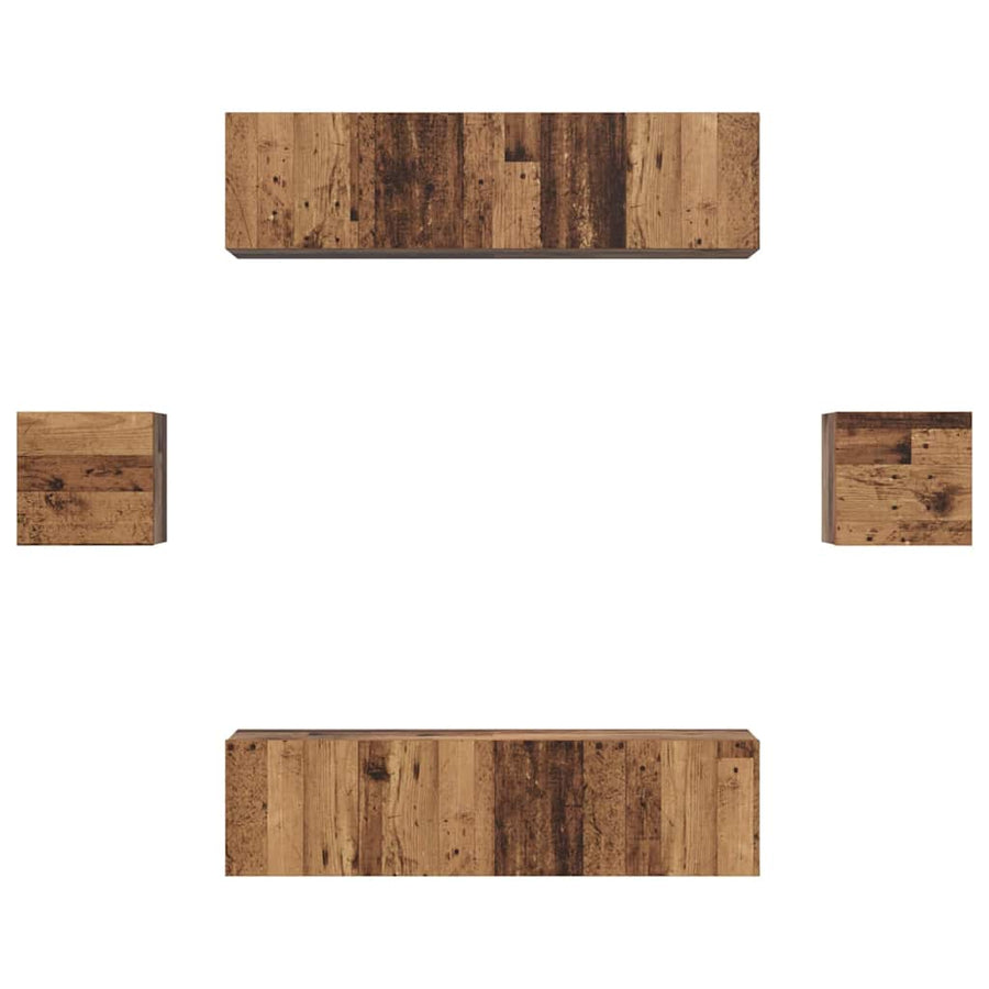 Tv-meubelset 6 pcs Oud hout Medium 30.5 x 30 x 30 cm