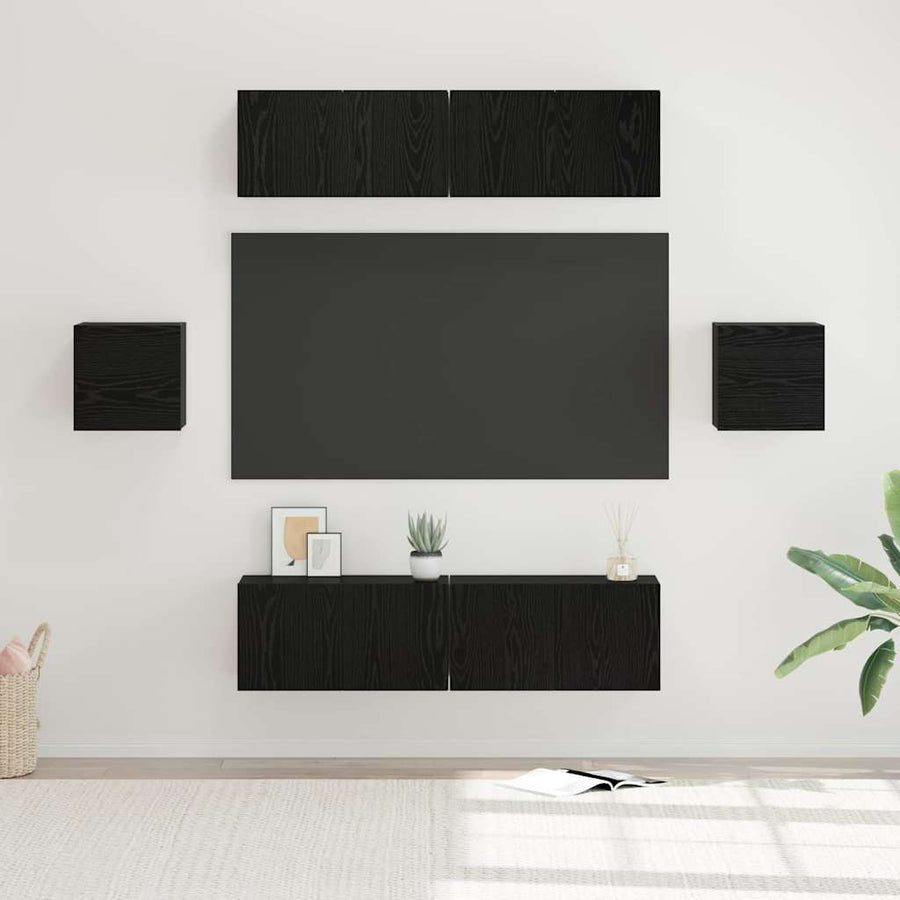 Tv-Meubelset Wandgemonteerd 6 Pcs Bewerkt Hout 120 cm
