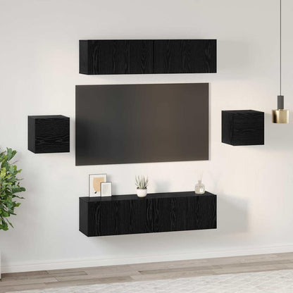 Tv-Meubelset Wandgemonteerd 6 Pcs Bewerkt Hout 120 cm
