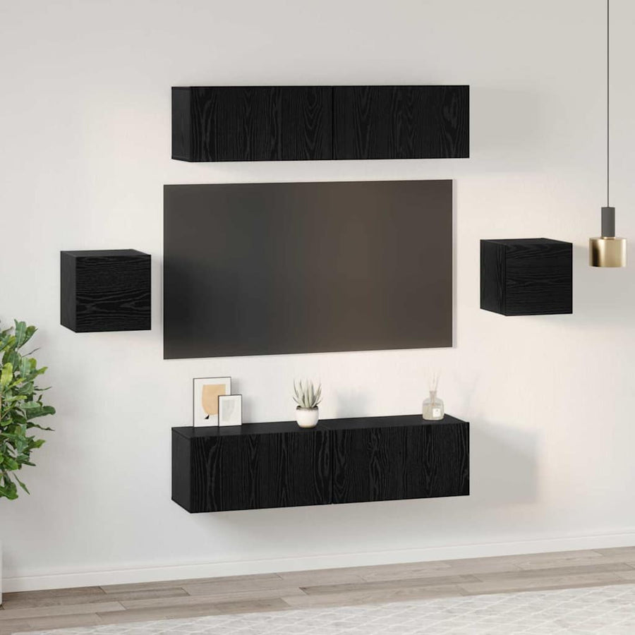 Tv-Meubelset Wandgemonteerd 6 Pcs Bewerkt Hout 120 cm