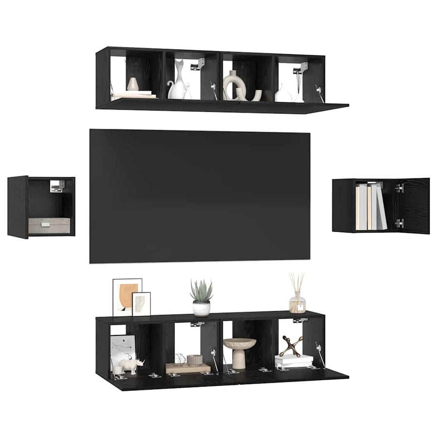 Tv-Meubelset Wandgemonteerd 6 Pcs Bewerkt Hout 120 cm