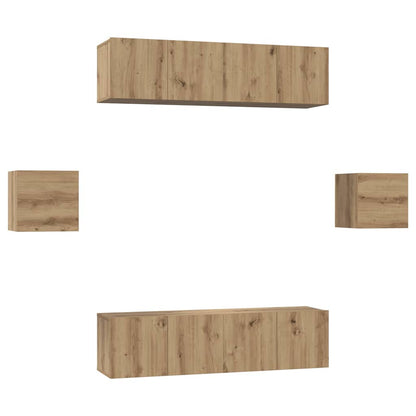 Tv-Meubelset Wandgemonteerd 6 Pcs Artisan Eiken Bewerkt Hout 120 cm