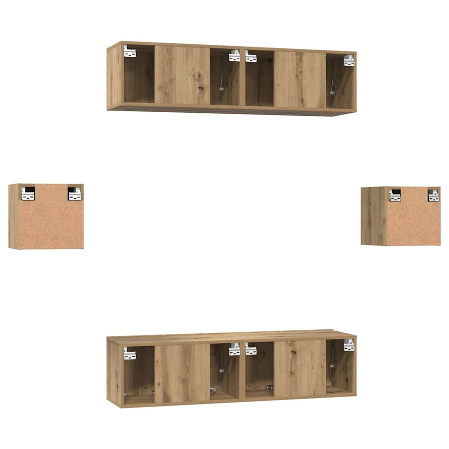 Tv-Meubelset Wandgemonteerd 6 Pcs Artisan Eiken Bewerkt Hout 120 cm