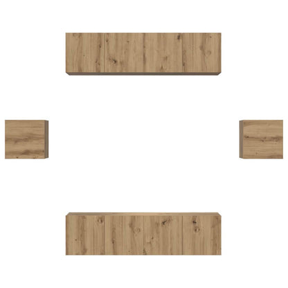 Tv-Meubelset Wandgemonteerd 6 Pcs Artisan Eiken Bewerkt Hout 120 cm