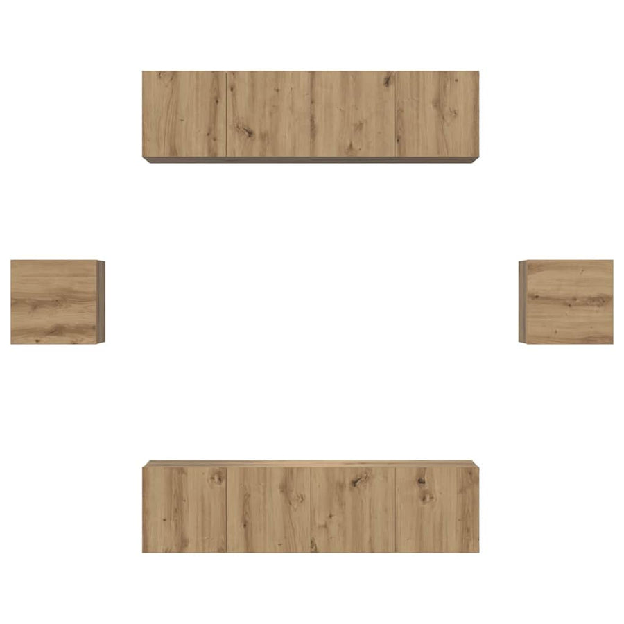 Tv-Meubelset Wandgemonteerd 6 Pcs Artisan Eiken Bewerkt Hout 120 cm