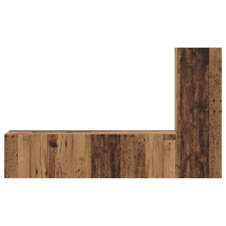 Tv-meubelset met plank Wandgemonteerd met opslag met de deur 3 pcs Oud hout 150.5 x 30 x 90 cm