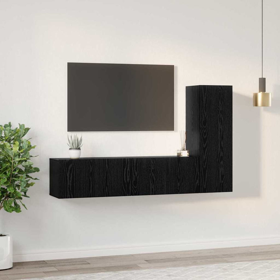Tv-kastenset 3 pcs Zwart eiken Small 30.5 x 30 x 90 cm