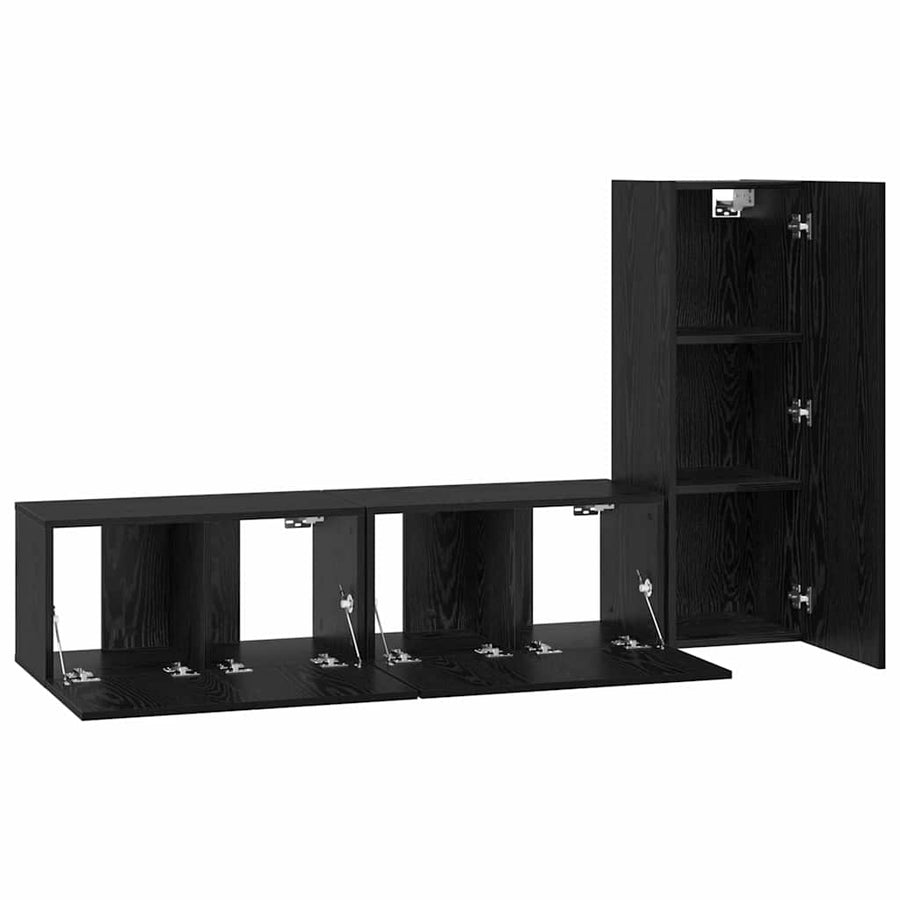 Tv-kastenset 3 pcs Zwart eiken Small 30.5 x 30 x 90 cm