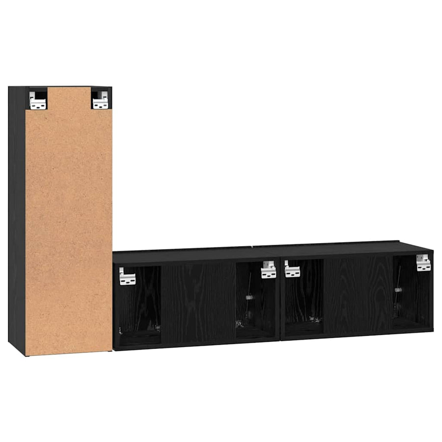 Tv-kastenset 3 pcs Zwart eiken Small 30.5 x 30 x 90 cm