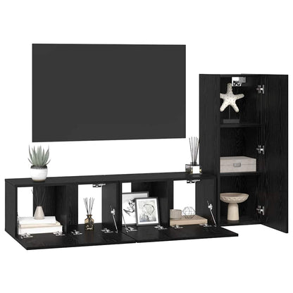 Tv-kastenset 3 pcs Zwart eiken Small 30.5 x 30 x 90 cm