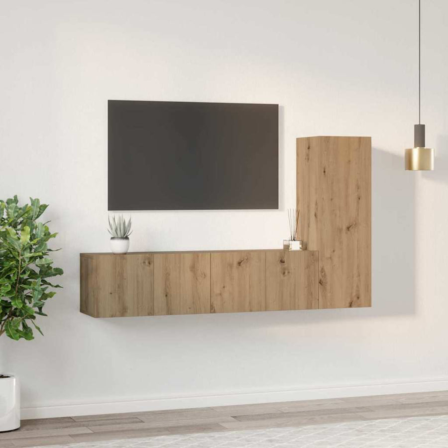 Tv-meubelset 3 pcs artisanaal eikenkleurig 150.5 x 30 x 90 cm
