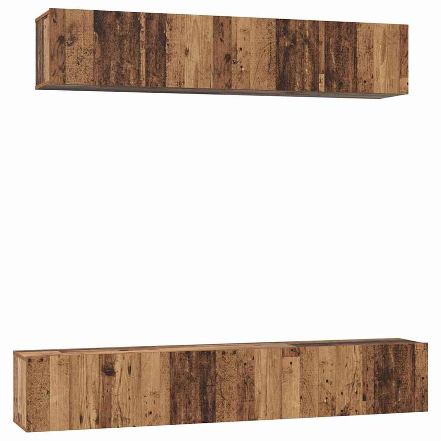 TV-kast set 5 pcs Oud hout Standaard Medium Bewerkt hout