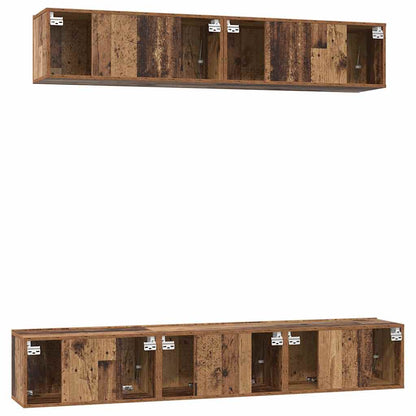 TV-kast set 5 pcs Oud hout Standaard Medium Bewerkt hout