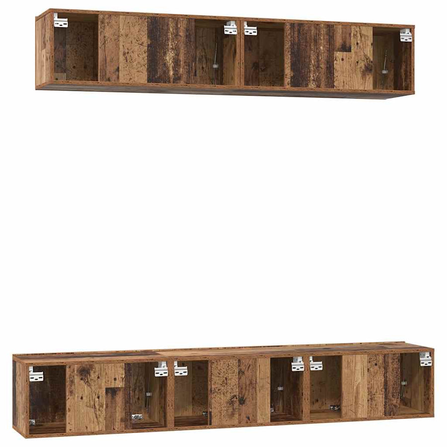 TV-kast set 5 pcs Oud hout Standaard Medium Bewerkt hout