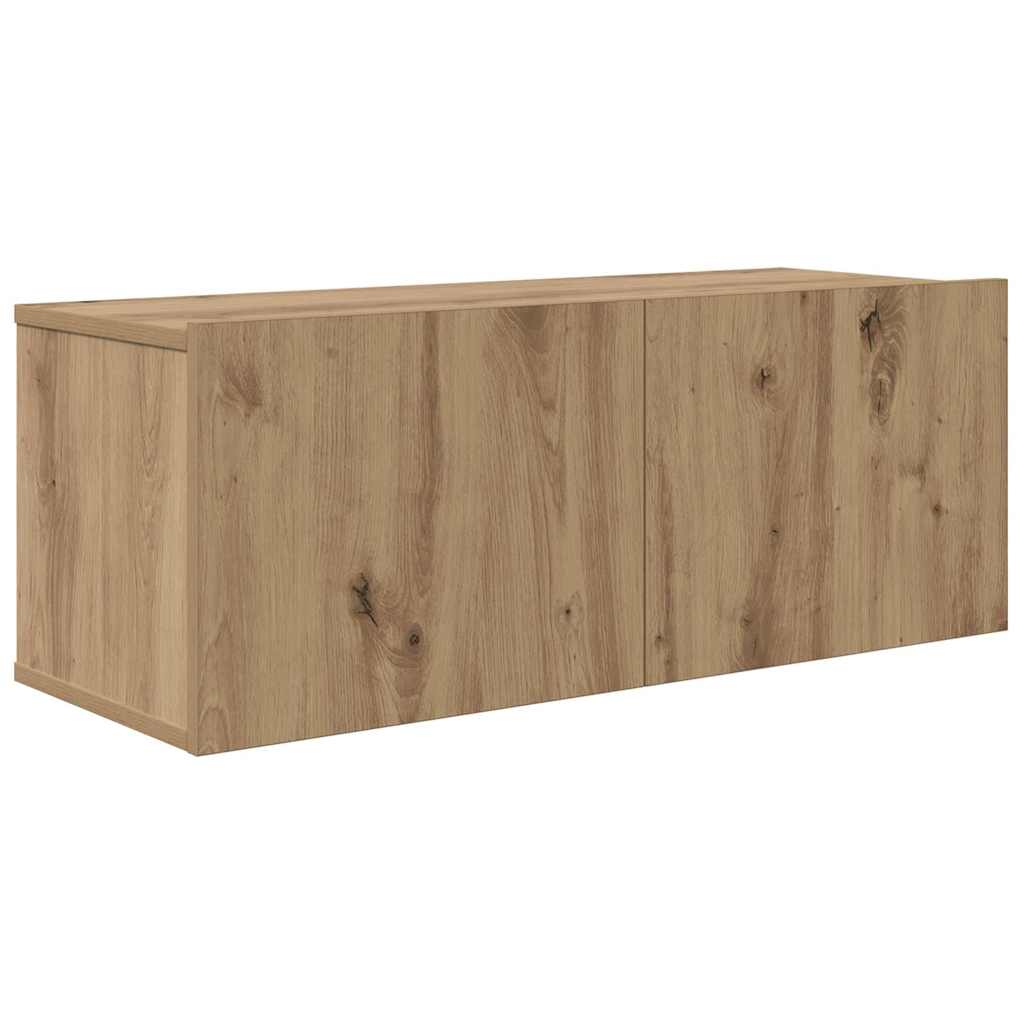 TV-kast set met plank Wandgemonteerd met opslag met de deur 5 pcs artisanaal eikenkleurig