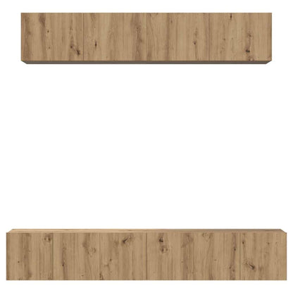 TV-kast set met plank Wandgemonteerd met opslag met de deur 5 pcs artisanaal eikenkleurig