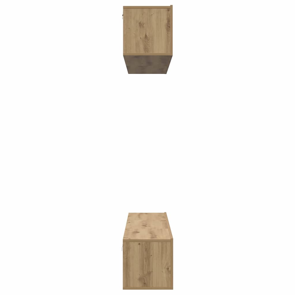 TV-kast set met plank Wandgemonteerd met opslag met de deur 5 pcs artisanaal eikenkleurig
