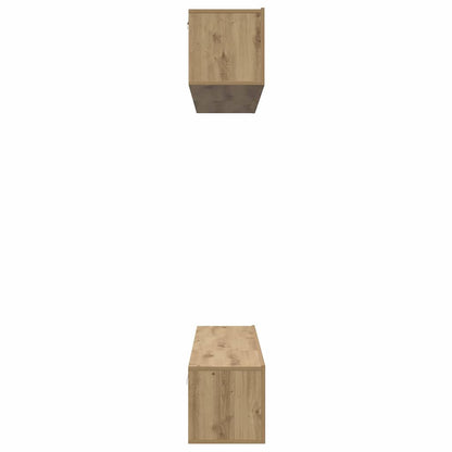 TV-kast set met plank Wandgemonteerd met opslag met de deur 5 pcs artisanaal eikenkleurig