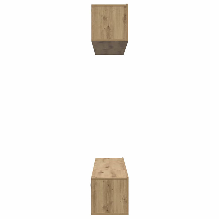 TV-kast set met plank Wandgemonteerd met opslag met de deur 5 pcs artisanaal eikenkleurig