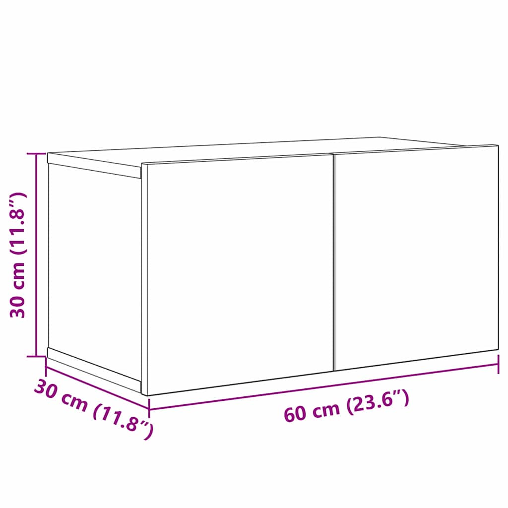 TV-kast set met plank Wandgemonteerd met opslag met de deur 5 pcs artisanaal eikenkleurig