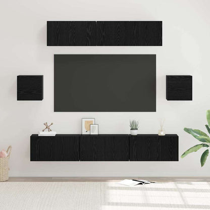Tv-Meubelset Wandgemonteerd 7 Pcs Bewerkt Hout 7