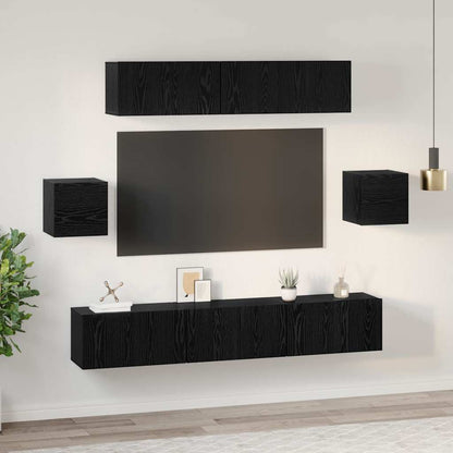 Tv-Meubelset Wandgemonteerd 7 Pcs Bewerkt Hout 7