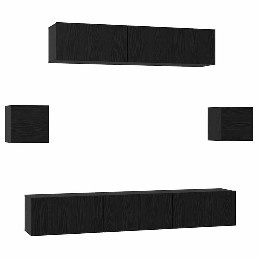 Tv-Meubelset Wandgemonteerd 7 Pcs Bewerkt Hout 7