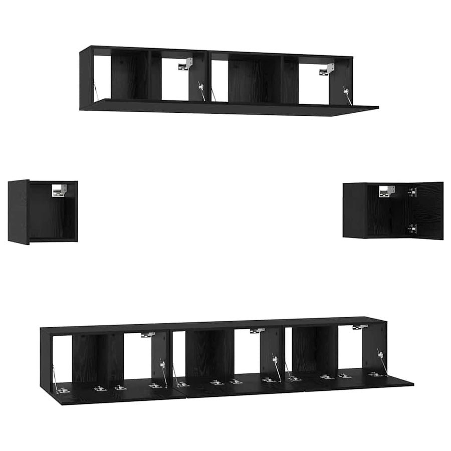 Tv-Meubelset Wandgemonteerd 7 Pcs Bewerkt Hout 7