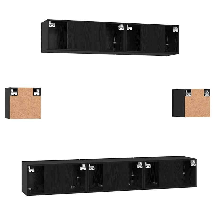 Tv-Meubelset Wandgemonteerd 7 Pcs Bewerkt Hout 7