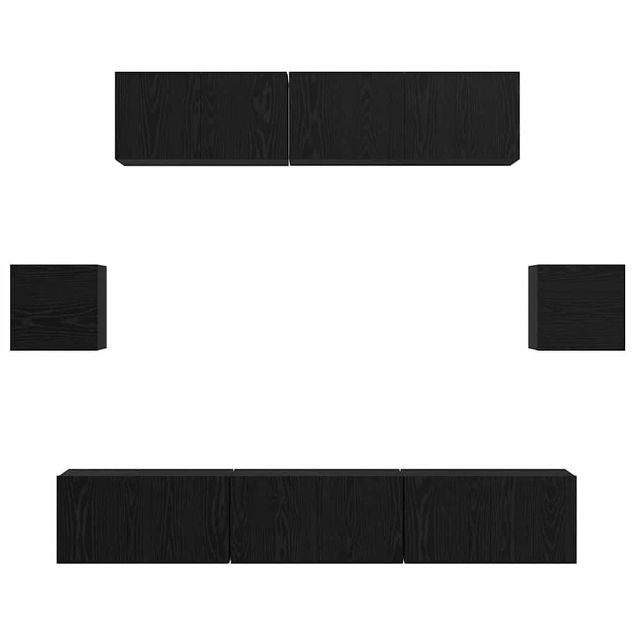 Tv-Meubelset Wandgemonteerd 7 Pcs Bewerkt Hout 7