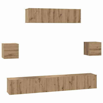 Tv-Meubelset Wandgemonteerd 7 Pcs Artisan Eiken Bewerkt Hout 7