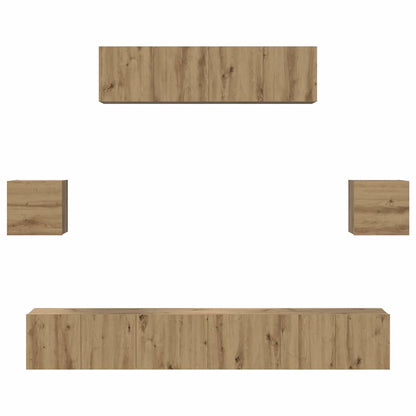 Tv-Meubelset Wandgemonteerd 7 Pcs Artisan Eiken Bewerkt Hout 7