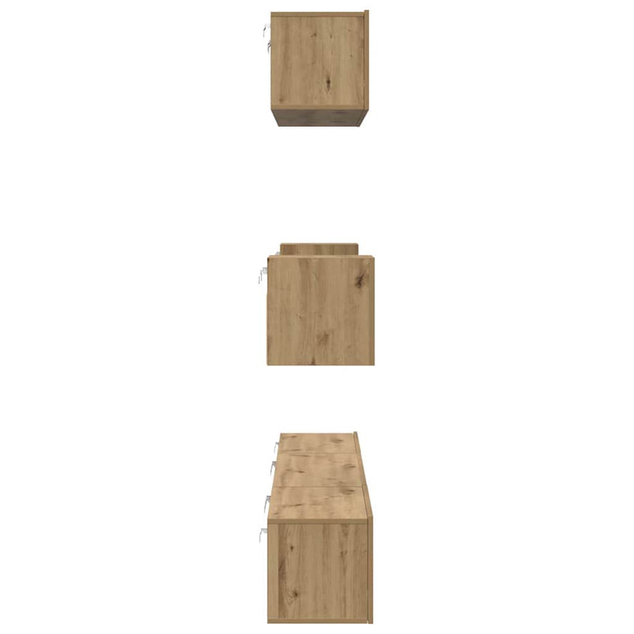 Tv-Meubelset Wandgemonteerd 7 Pcs Artisan Eiken Bewerkt Hout 7