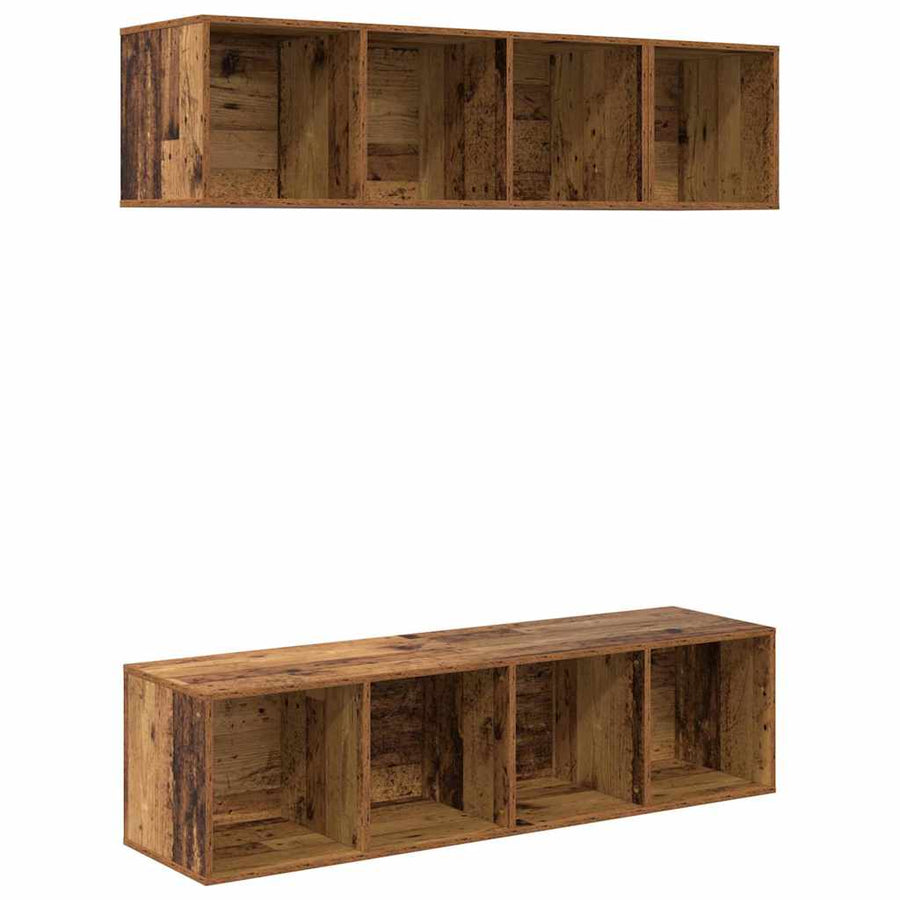 TV-kast set met plank met opslag 3 pcs Oud hout Bewerkt hout