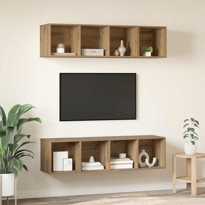 TV-kast set 3 pcs artisanaal eikenkleurig Bewerkt hout