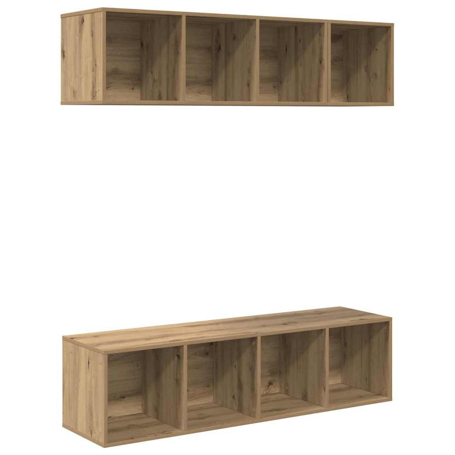 TV-kast set 3 pcs artisanaal eikenkleurig Bewerkt hout