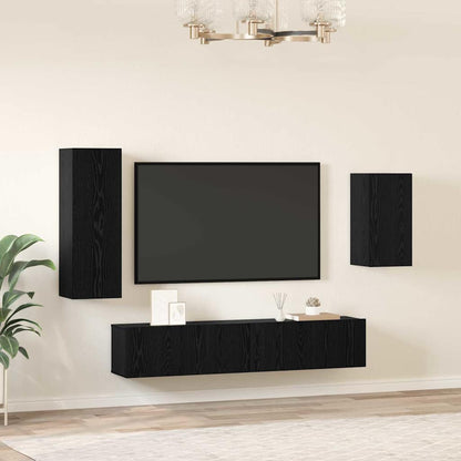Wandkast Set met plank met opslag met de deur 4 pcs Zwart eiken 30.5 x 30 x 90 cm