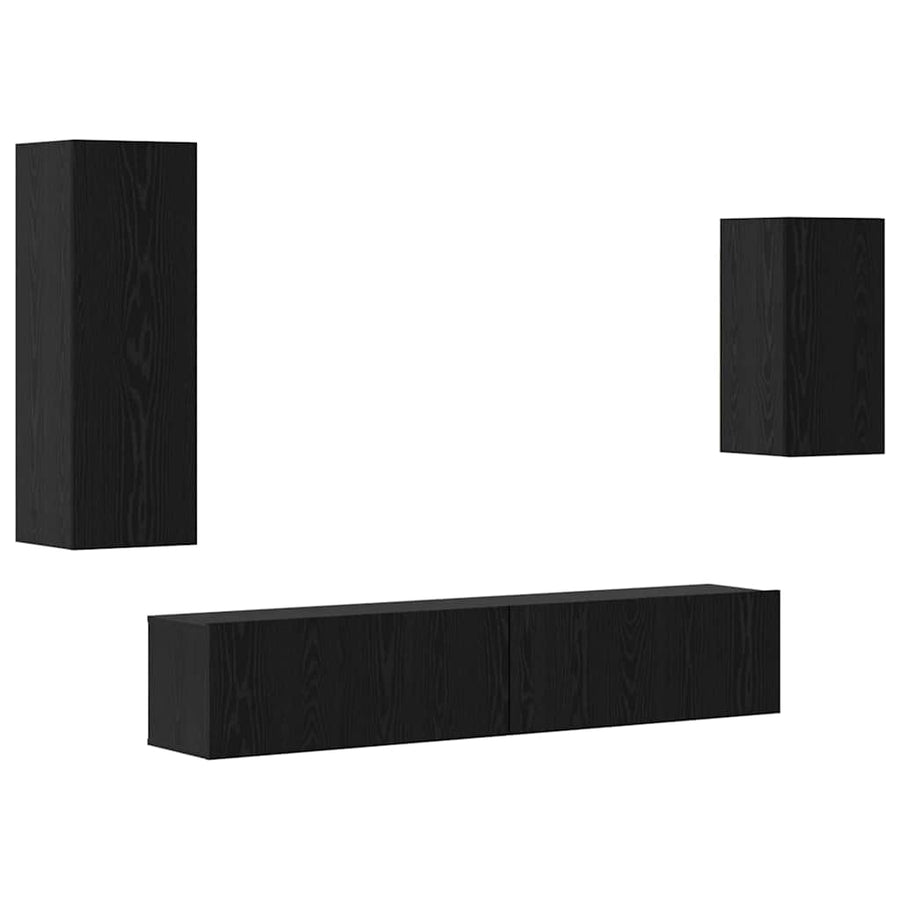 Wandkast Set met plank met opslag met de deur 4 pcs Zwart eiken 30.5 x 30 x 90 cm