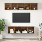 TV Cabinet Set Wall-Mounted 4 pcs Antique Look Wood Engineered Wood
