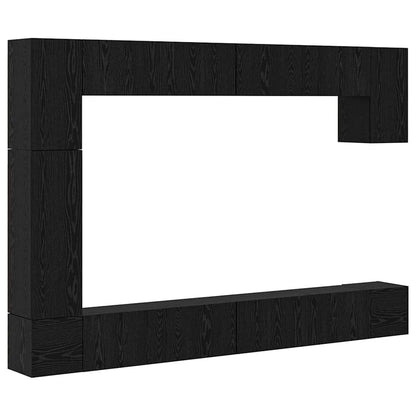 Tv-Meubelset Wandgemonteerd 9 Pcs Bewerkt Hout Zwart eiken