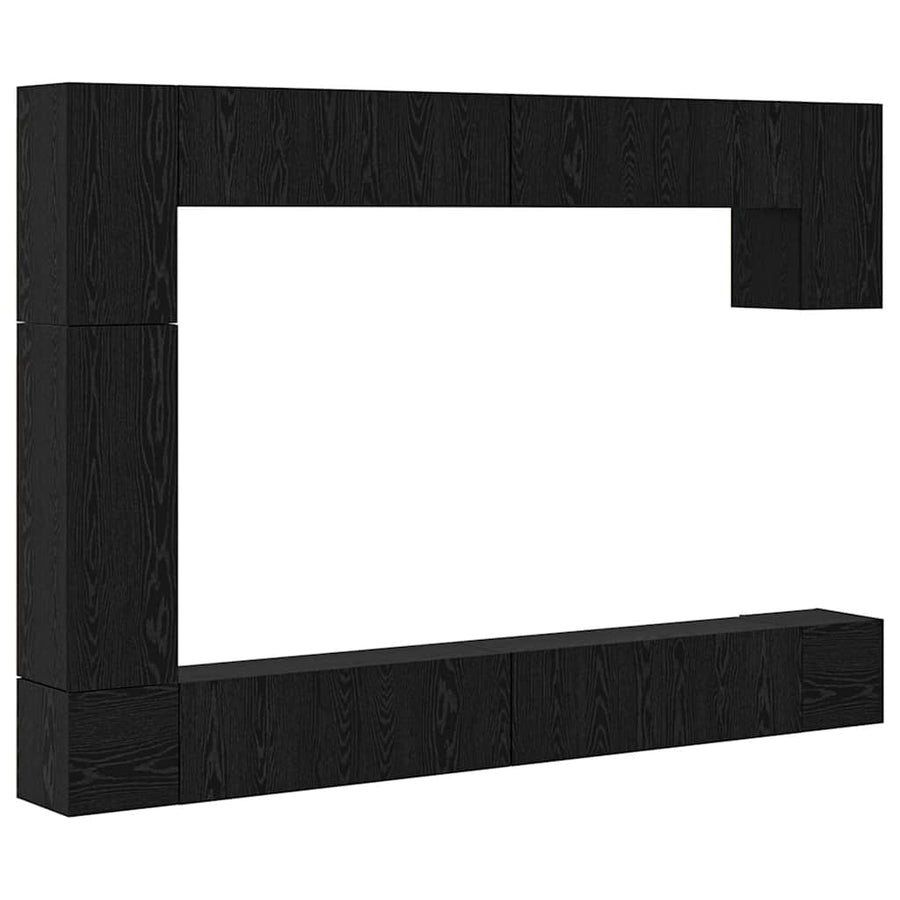 Tv-Meubelset Wandgemonteerd 9 Pcs Bewerkt Hout Zwart eiken