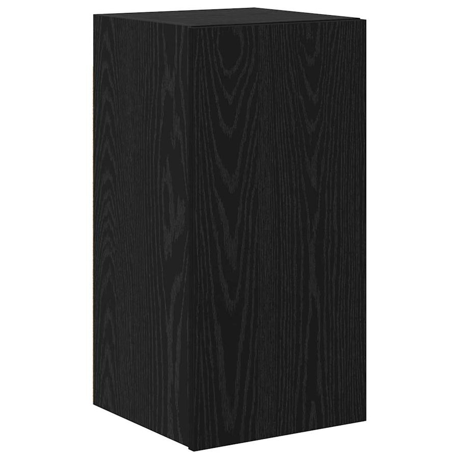 Wand TV Kast met opslag met de deur 6 pcs Zwart eiken Bewerkt hout