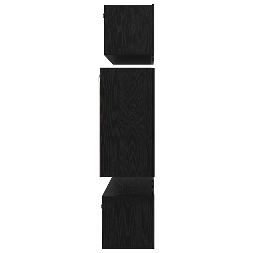 Wand TV Kast met opslag met de deur 6 pcs Zwart eiken Bewerkt hout