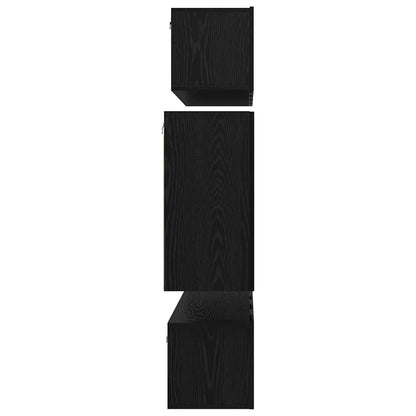 Wand TV Kast met opslag met de deur 6 pcs Zwart eiken Bewerkt hout