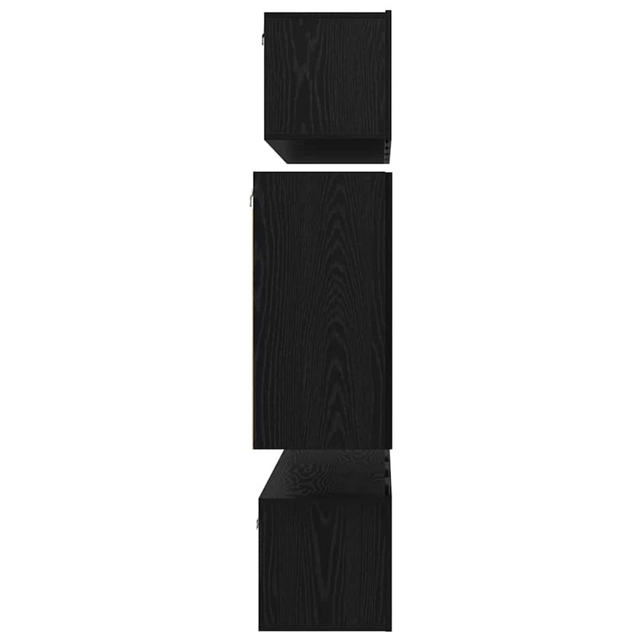 Wand TV Kast met opslag met de deur 6 pcs Zwart eiken Bewerkt hout