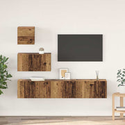 Tv-meubelset wandmontage 80x30x30 cm bewerkt hout