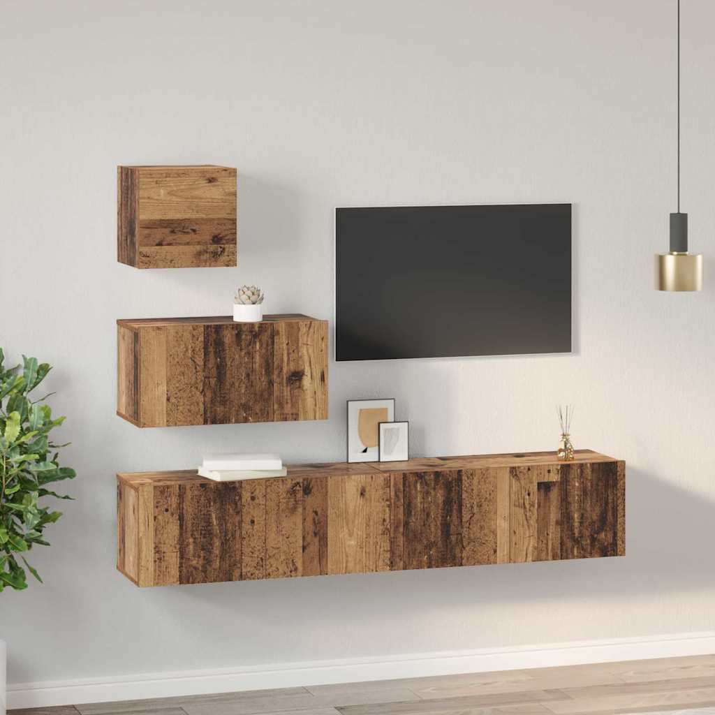 Tv-meubelset 4 pcs Oud hout 80 x 30 x 30 cm Bewerkt hout