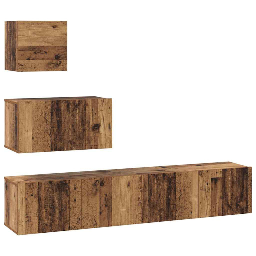 Tv-meubelset 4 pcs Oud hout 80 x 30 x 30 cm Bewerkt hout
