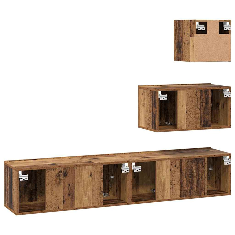 Tv-meubelset 4 pcs Oud hout 80 x 30 x 30 cm Bewerkt hout